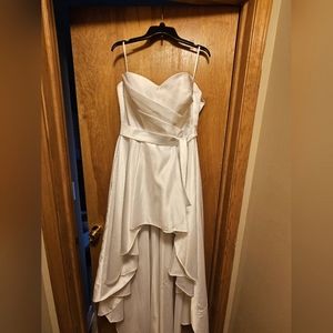 Dress satin back lace up strapless